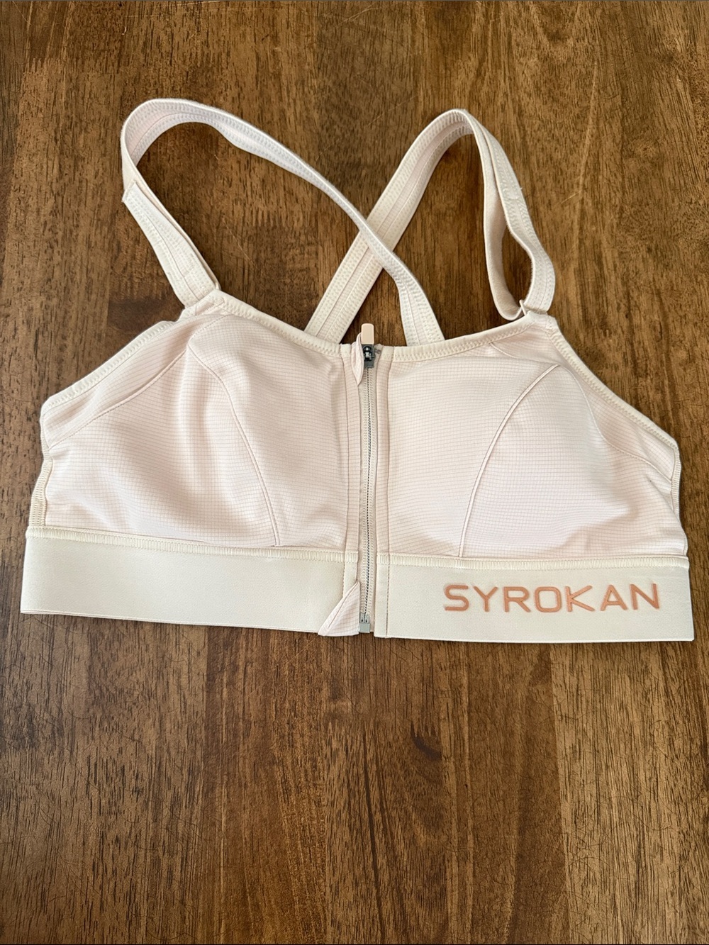 Syrokan Front-Zip Beige Sports Bra